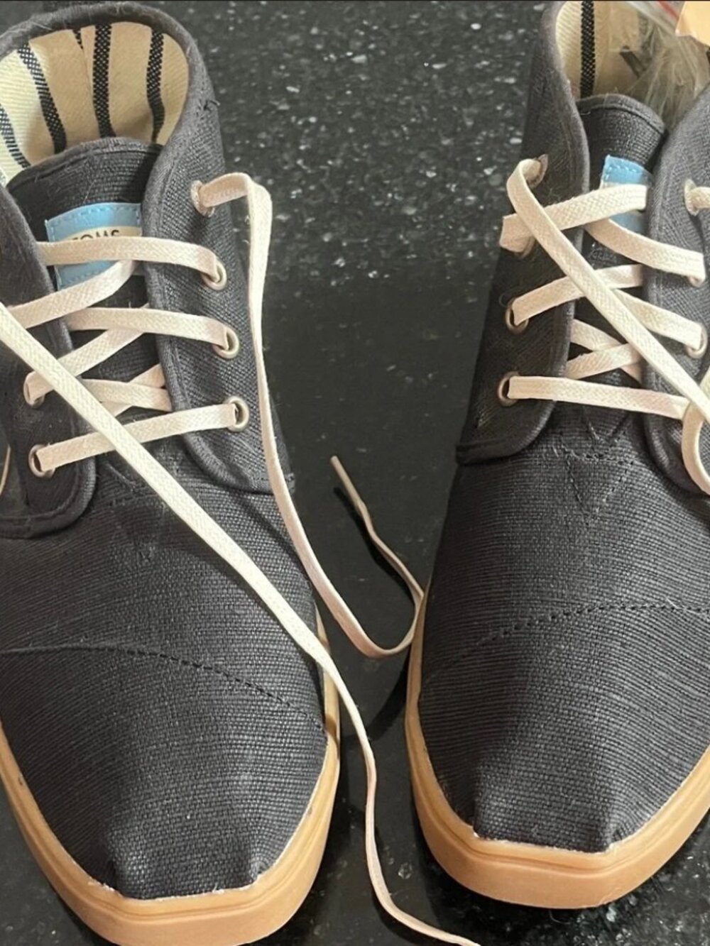 Toms Men's Black Canvas High-Top Sneakers with Tan Gum Sole